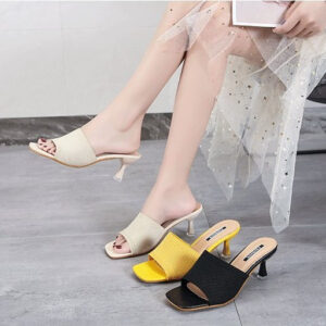 Knitted Outwear Slippers Women Summer Stiletto Heeled Sandals