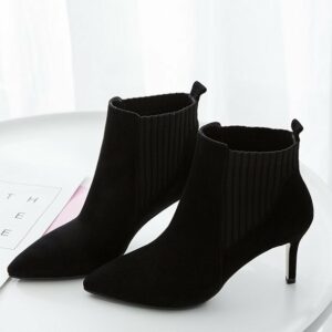 New Stiletto Black Stretch Ankle Knit Sock Boots Women Thigh High Heel Boot
