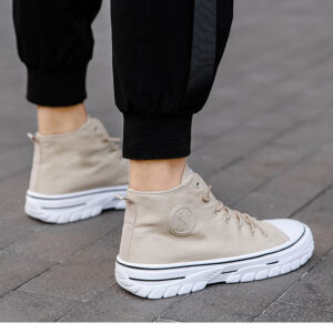 Men's Cream Canvas Shoes Walking Sport Sneakers