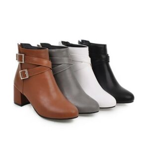 Autumn Ankle Boots Belt Buckle Short Knight Martin Shoes