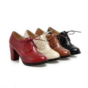 Spring Autumn Baroque Chunky Shoe Lace Up Oxfords Shoes for Women